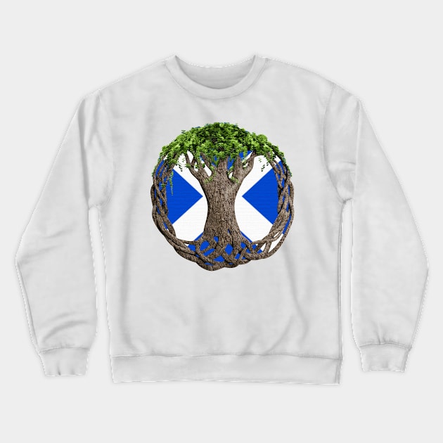 Celtic Tree Of Life Scottish Flag Crewneck Sweatshirt by macdonaldcreativestudios